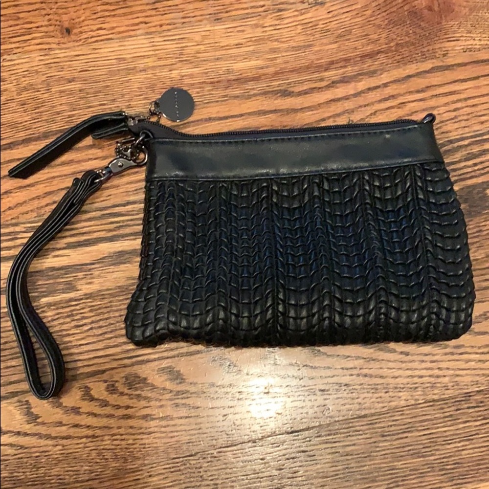 Big Buddha black clutch crossbody wristlet purse